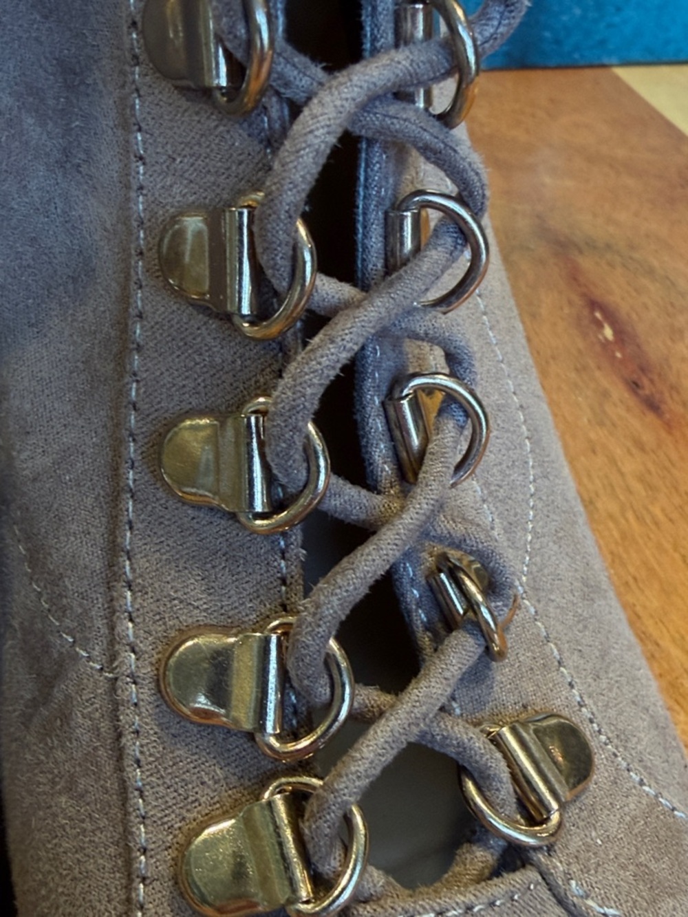 Anne Michelle Y2K Inspired Taupe Lace-Up Heeled Booties (VGUC) - Picture 10 of 13